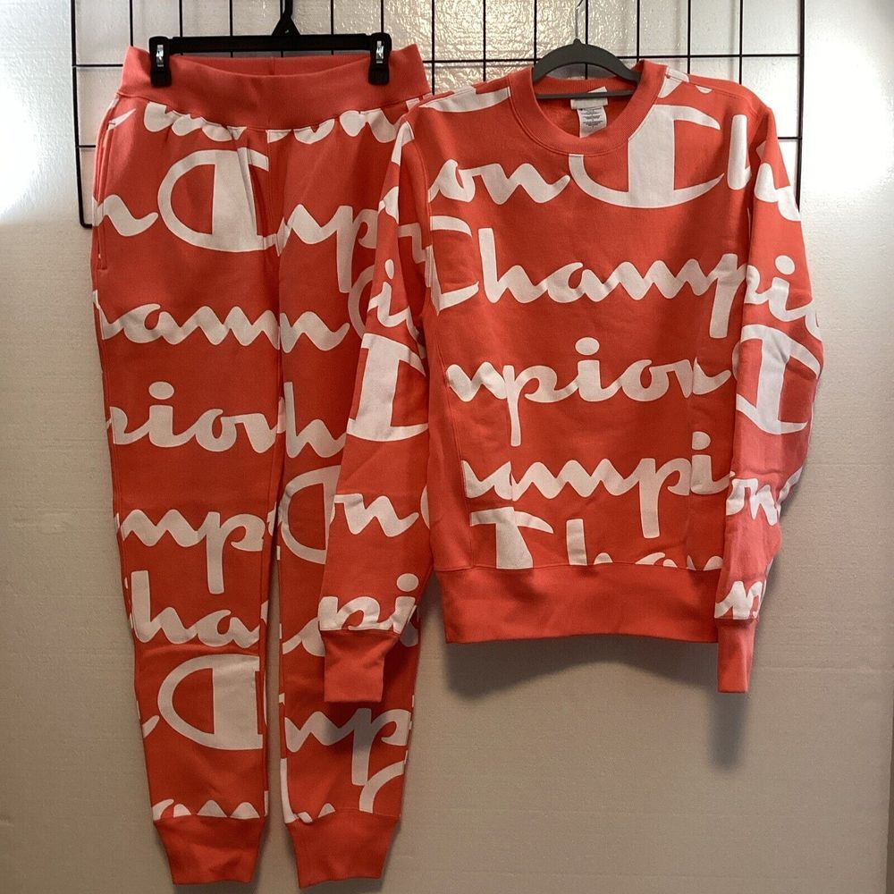 Champion Medium Sweatshirt Small Pants Vintage Reverseโ Weave Orange Logo 58806
